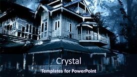  Presentation with house forest - PPT theme consisting of haunted-house-old-abandoned-house background and a navy blue colored foreground