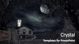  Presentation with haunted - Amazing PPT layouts having haunted house with vulture waiting backdrop and a dark gray colored foreground