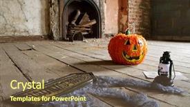  Presentation with haunted - Audience pleasing presentation theme consisting of haunted house backdrop and a tawny brown colored foreground
