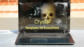  Presentation with haunted - Slide set with haunted-laptop-fire-due background and a tawny brown colored foreground