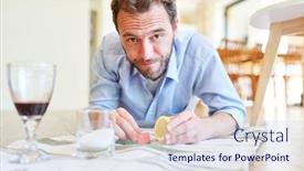  Presentation with lemon wine - Slide deck consisting of hausmann-as-a-cleaning-man background and a sky blue colored foreground