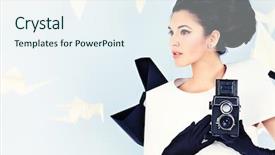  Presentation with black art - Audience pleasing slides consisting of haute couture - art fashion photo backdrop and a sky blue colored foreground