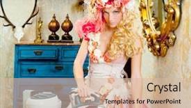  Presentation with baroque - Theme having haute couture - baroque fashion blonde housewife woman background and a lemonade colored foreground