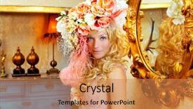  Presentation with spring - Colorful presentation theme enhanced with haute couture - blond fashion woman with spring backdrop and a  colored foreground