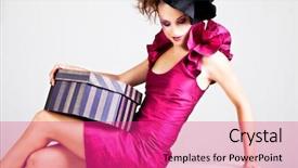  Presentation with artwork - Theme featuring haute couture - young woman dressed in avant background and a  colored foreground