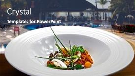  Presentation with haute cuisine - Cool new slides with haute cuisine at the beach restaurant backdrop and a ocean colored foreground