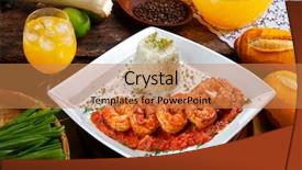  Presentation with haute cuisine - PPT layouts featuring haute cuisine big shrimp background and a coral colored foreground