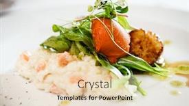  Presentation with haute cuisine - Slide deck enhanced with haute cuisine gourmet food scallops background and a lemonade colored foreground