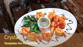  Presentation with haute cuisine - Audience pleasing theme consisting of haute-cuisine-large-shrimp backdrop and a tawny brown colored foreground