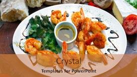  Presentation with haute cuisine - PPT theme with haute-cuisine-large-shrimp background and a gold colored foreground