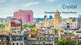  Presentation with cuba - Slide set consisting of havana cuba downtown skyline background and a light blue colored foreground