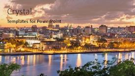  Presentation with cuba - Cool new presentation design with havana-cuba-downtown-skyline backdrop and a coral colored foreground