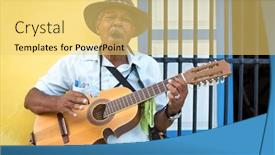 Presentation with traditional music - Presentation design having havana-cuba-february-25-2014 background and a yellow colored foreground