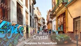  Presentation with classic car - Presentation theme enhanced with havana-cuba-may-14-street background and a  colored foreground