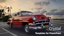  Presentation with classic car - PPT theme with havana-cuba-november-3-2009 background and a dark gray colored foreground
