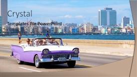  Presentation with classic car - PPT theme featuring havana-cuba-october-25-2016 background and a light blue colored foreground