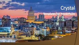  Presentation with cuba us - Colorful PPT theme enhanced with havana cuba old town skyline backdrop and a ocean colored foreground