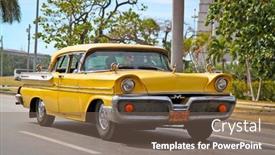  Presentation with revolution - Audience pleasing PPT theme consisting of havana-february-2-classic-oldsmobile backdrop and a violet colored foreground