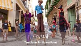  Presentation with colonial - Cool new PPT theme with havana-june-4-stilt-dancers backdrop and a gray colored foreground