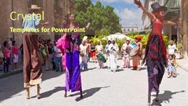  Presentation with colonial - PPT layouts consisting of havana-june-4-stilt-dancers background and a tawny brown colored foreground