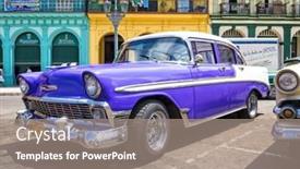  Presentation with used cars - Colorful PPT theme enhanced with havana-september-13-old-chevrolet backdrop and a coral colored foreground