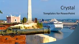  Presentation with old - Slide set enhanced with havana with old bronze cannon background and a light blue colored foreground