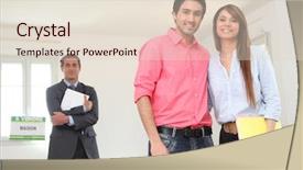  Presentation with new home - Presentation theme consisting of have found a new home background and a  colored foreground