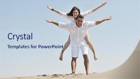 Presentation with romantic beach - Presentation having have fun and romantic moments background and a sky blue colored foreground