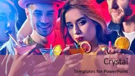  Presentation with cocktail party - Presentation design having have fun in night club background and a  colored foreground