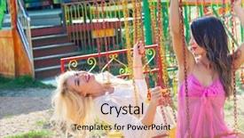  Presentation with amusement park - Cool new PPT layouts with have fun on flying carousel backdrop and a coral colored foreground