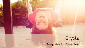  Presentation with fun fair swinging ride - Slide deck enhanced with have fun on swing sun background and a  colored foreground