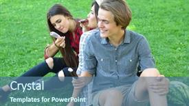  Presentation with hero man and women - Slides enhanced with have fun outdoor leisure youth background and a ocean colored foreground