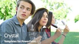  Presentation with hero man and women - Colorful slides enhanced with have fun outdoor leisure youth backdrop and a ocean colored foreground