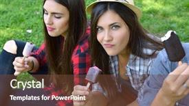  Presentation with hero man and women - Cool new presentation theme with have fun outdoor leisure youth backdrop and a tawny brown colored foreground