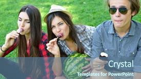  Presentation with chocolate ice cream - Presentation theme featuring have fun outdoor leisure youth background and a ocean colored foreground