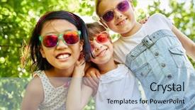  Presentation with girl scouts explorer summer - Amazing slides having have fun together wearing sunglasses backdrop and a  colored foreground