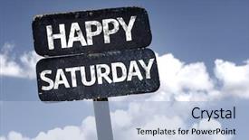  Presentation with happy 30th birthday word cloud - Cool new presentation theme with have great day - happy saturday sign with clouds backdrop and a light blue colored foreground