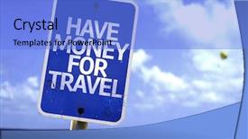  Presentation with rv travel rv motorhome - Beautiful PPT theme featuring have money for travel sign backdrop and a light blue colored foreground