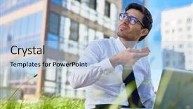  Presentation with marketing environment - Colorful slides enhanced with have slice of pizza backdrop and a light blue colored foreground