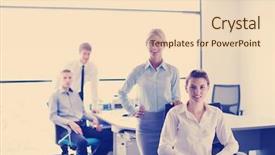  Presentation with team group yellow - Colorful presentation theme enhanced with have success and make deal backdrop and a  colored foreground