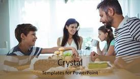  Presentation with home black family - Audience pleasing slides consisting of have this fruit - happy family having breakfast backdrop and a coral colored foreground