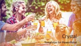  Presentation with toasting - Cool new presentation with have this fruit - happy family toasting drinks while backdrop and a yellow colored foreground
