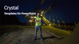  Presentation with career - PPT theme with haven - male worker on background background and a wine colored foreground