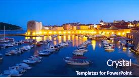  Presentation with dubrovnik - Slide deck with haven - old port of dubrovnik background and a ocean colored foreground