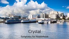  Presentation with odontology 3d view - Presentation design consisting of haven - panoramic view of niteroi harbour background and a light blue colored foreground