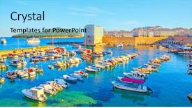  Presentation with dubrovnik - Presentation design enhanced with haven - panoramic view of old port background and a arctic colored foreground