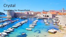  Presentation with dubrovnik - Colorful PPT theme enhanced with haven - panoramic view of old port backdrop and a light blue colored foreground