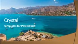  Presentation with crete island - Colorful slides enhanced with haven - view at aegean sea backdrop and a ocean colored foreground