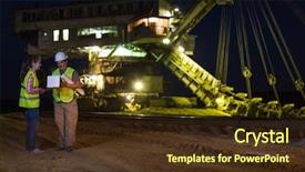  Presentation with career - Presentation design featuring haven - workers checking documents on background background and a tawny brown colored foreground