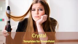  Presentation with bad - Audience pleasing presentation theme consisting of young woman having a bad hair day backdrop and a red colored foreground